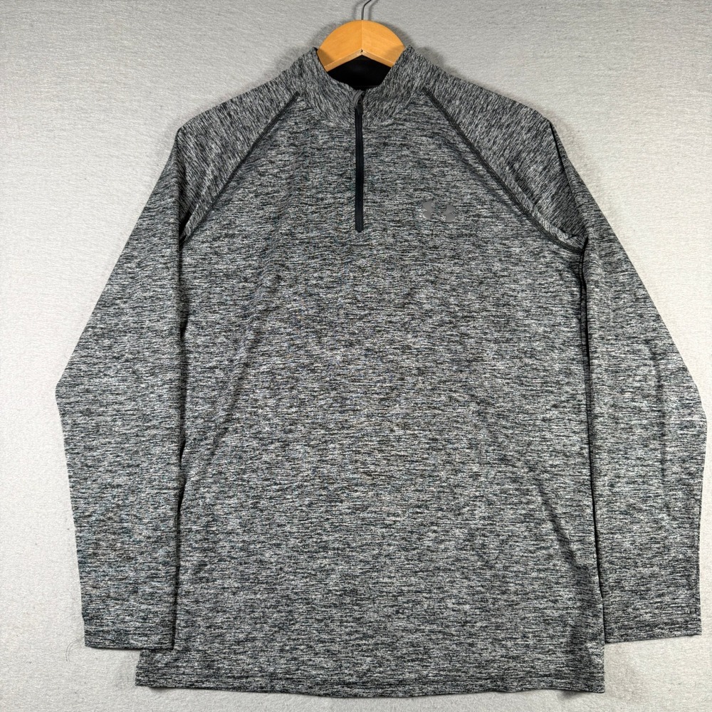 Under Armour Mens HeatGear‎ Tech Quarter Zip Gray Space Dye Pullover Small 13840